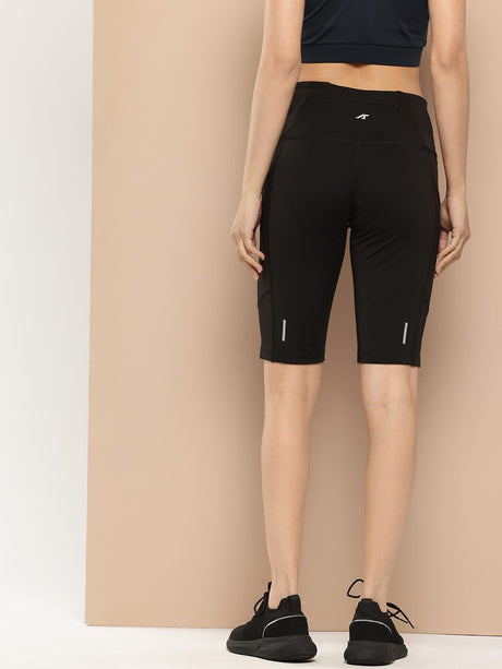 Alcis Women Black Plum High-Impact Performance Anti-Static Soft-Touch Slim-Fit Running Shorts