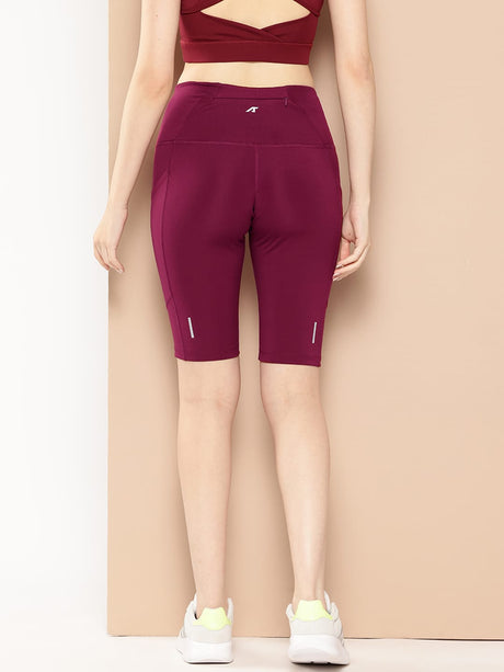 Alcis Women Red Plum High-Impact Performance Anti-Static Soft-Touch Slim-Fit Running Shorts