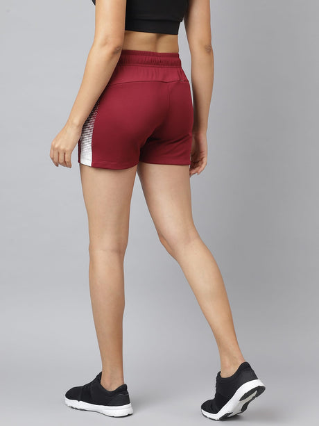 Alcis Women Red Plum Anti-Static Soft-Touch Slim-Fit Training Shorts