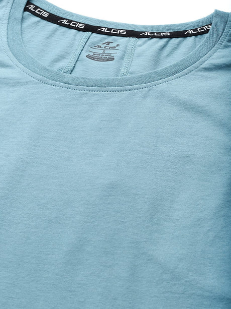 Alcis Women Turquoise Blue Slim Fit T-shirt | Alcis