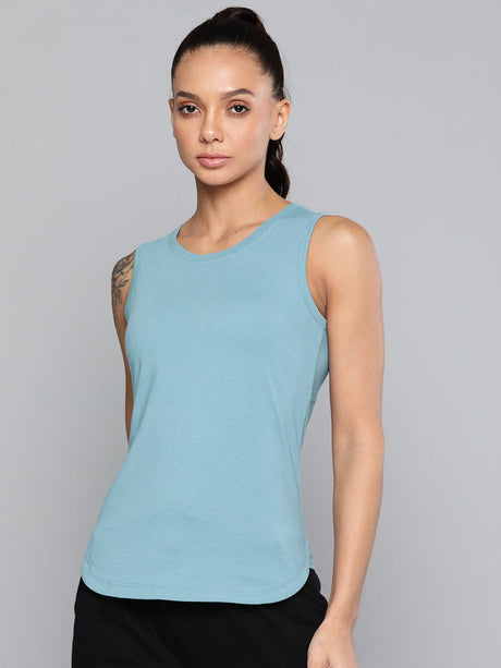 Alcis Women Turquoise Blue Slim Fit T-shirt | Alcis