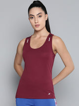 Alcis Women Red Dry Tech Slim Fit Training or Gym T-shirt