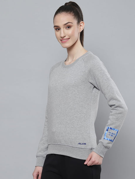Alcis Women Grey Printed Detail Sweatshirt