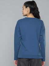 Alcis Women Blue Solid Sweatshirt