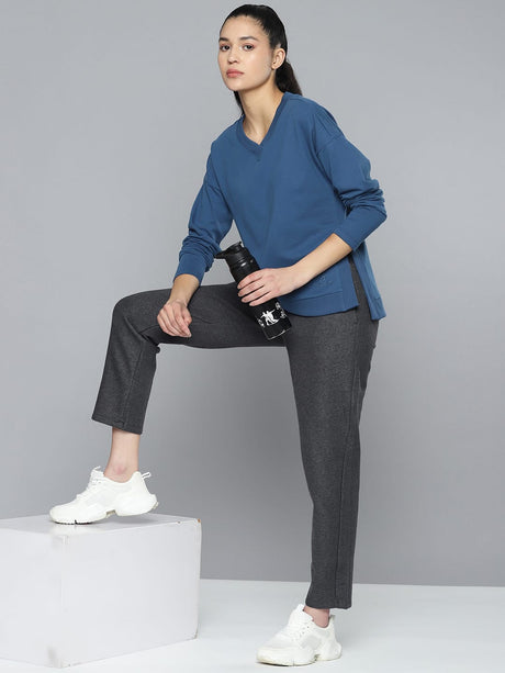 Alcis Women Blue Solid Sweatshirt