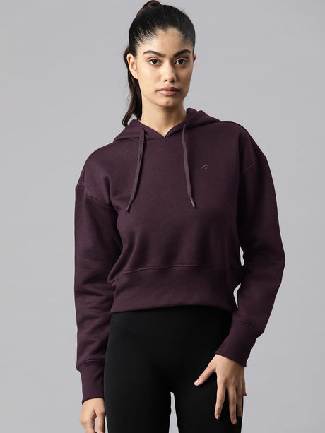 Alcis Women Solid Hooded Sweatshirt