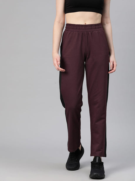 Alcis Women Maroon Solid Regular-Fit Track Pants