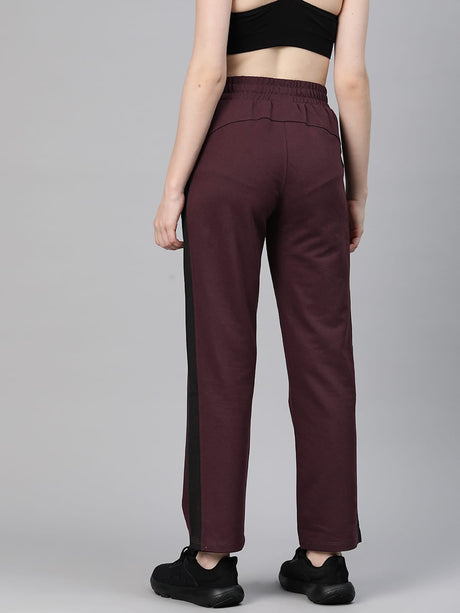 Alcis Women Maroon Solid Regular-Fit Track Pants