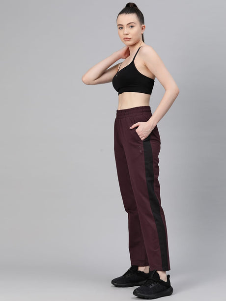 Alcis Women Maroon Solid Regular-Fit Track Pants