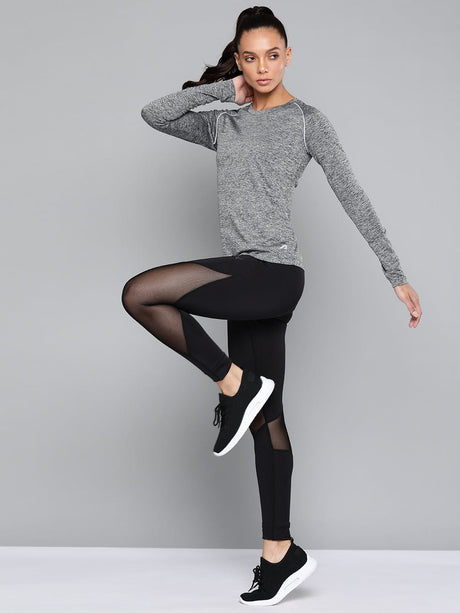 Alcis Women Grey Slim Fit Training or Gym T-shirt | Alcis