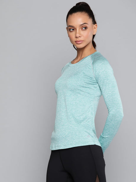 Alcis Women Turquoise Blue Slim Fit Training or Gym T-shirt | Alcis