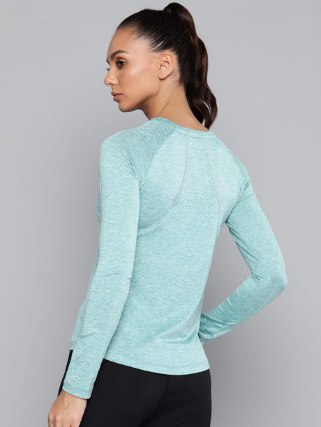 Alcis Women Turquoise Blue Slim Fit Training or Gym T-shirt | Alcis