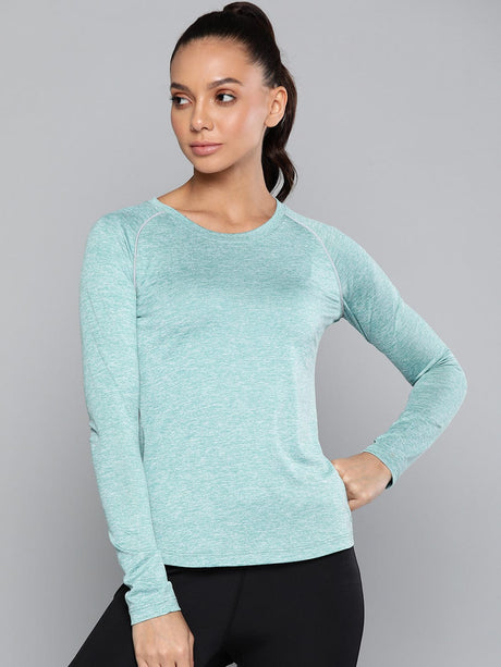 Alcis Women Turquoise Blue Slim Fit Training or Gym T-shirt | Alcis
