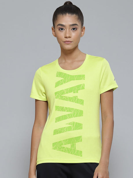 Alcis Women Green Typography Printed Slim Fit T-shirt | Alcis