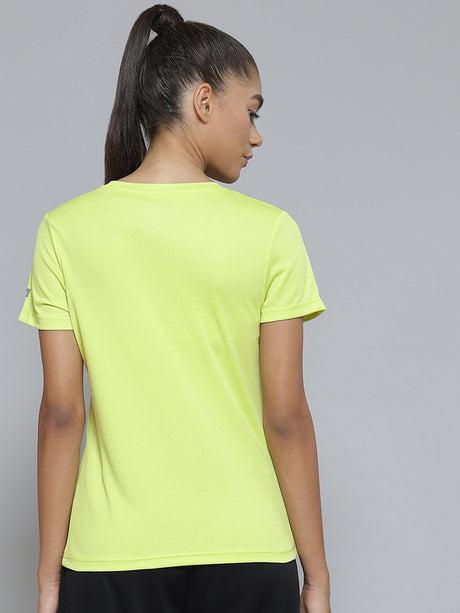 Alcis Women Green Typography Printed Slim Fit T-shirt | Alcis
