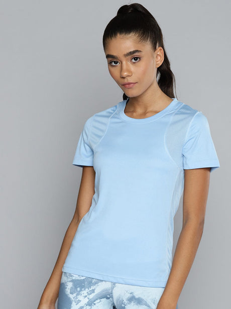 ALCIS Women Blue Solid Slim Fit Running T-shirt | Alcis