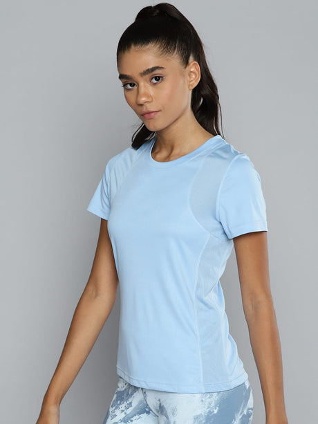 ALCIS Women Blue Solid Slim Fit Running T-shirt | Alcis