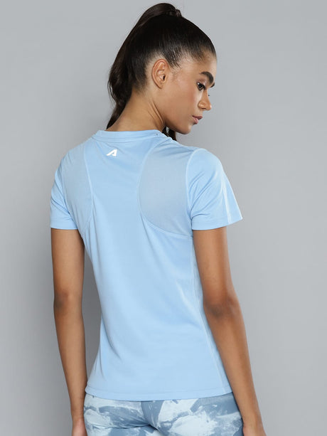 ALCIS Women Blue Solid Slim Fit Running T-shirt | Alcis