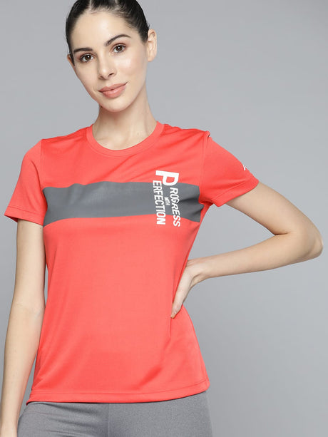 Alcis Women Red Typography Printed Slim Fit T-shirt | Alcis
