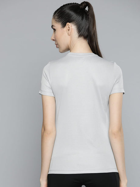 Alcis Women Grey Typography Printed Slim Fit T-shirt | Alcis