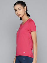 Alcis Women Magenta Slim Fit Cut Outs T-shirt