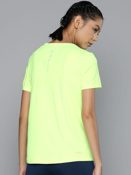 Alcis Women Green Brand Logo Printed Slim Fit T-shirt