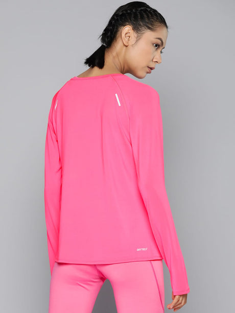 Alcis Women Pink Extended Sleeves Regular Fit T-shirt