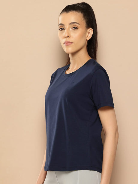 Women Cotton Lycra Tee Navy