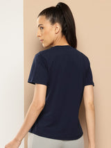 Women Cotton Lycra Tee Navy
