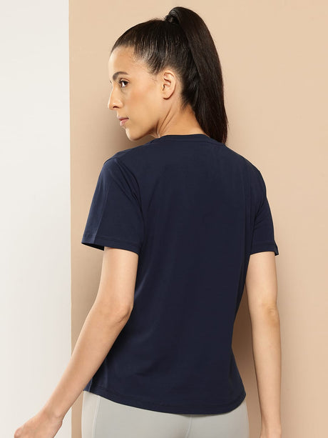 Women Cotton Lycra Tee Navy