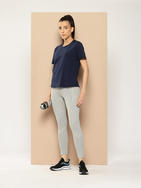 Women Cotton Lycra Tee Navy