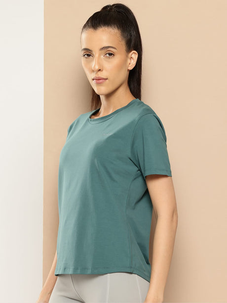 Women Cotton Lycra Tee Green