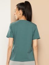 Women Cotton Lycra Tee Green