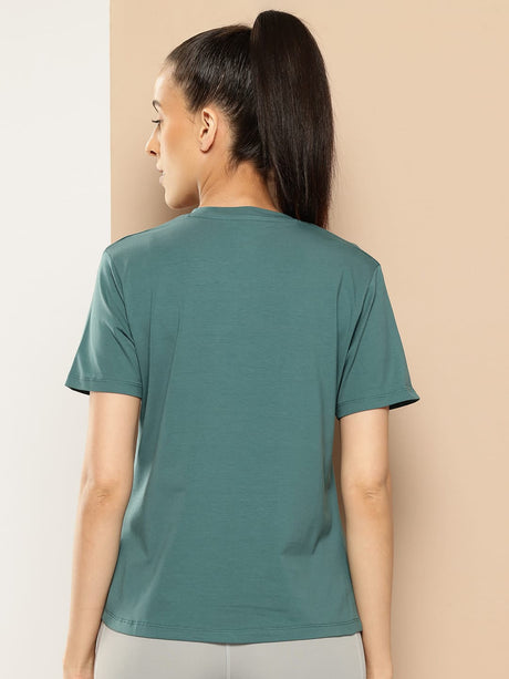 Women Cotton Lycra Tee Green