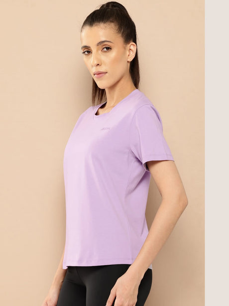 Women Cotton Lycra Tee Lavender