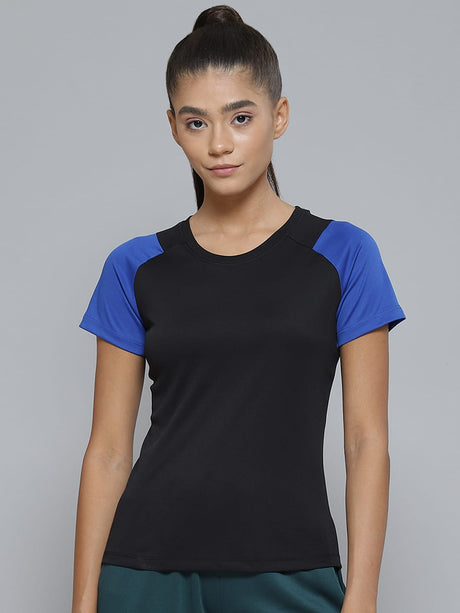 Alcis Women Black Slim Fit T-shirt | Alcis
