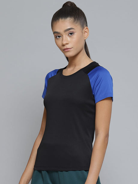 Alcis Women Black Slim Fit T-shirt | Alcis