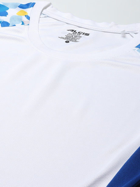 Alcis Women White Blue Printed Slim Fit Sports T-shirt | Alcis