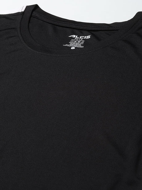Alcis Women Black Printed Slim Fit T-shirt | Alcis