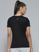 Alcis Women Black Printed Slim Fit T-shirt