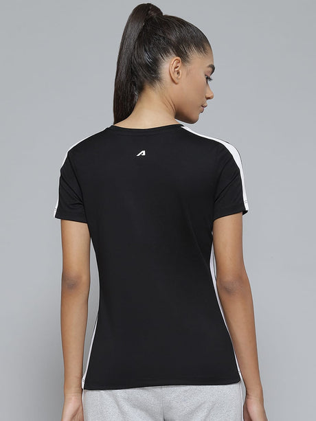 Alcis Women Black Printed Slim Fit T-shirt | Alcis
