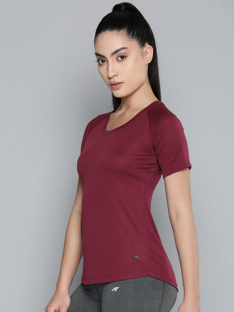 Alcis Women Red Anti Static Slim Fit Running T-shirt