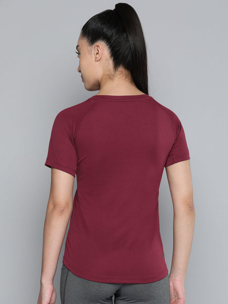 Alcis Women Red Anti Static Slim Fit Running T-shirt