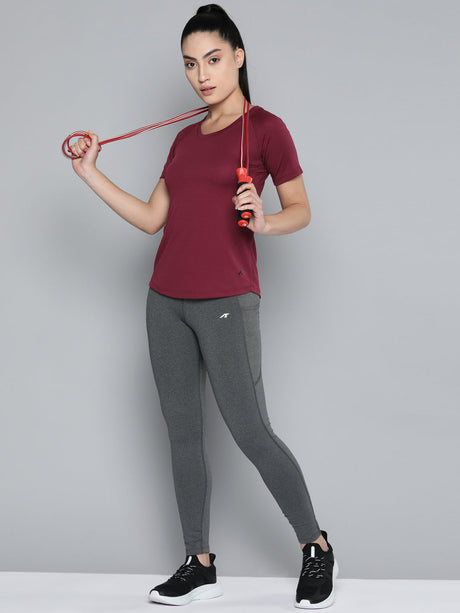 Alcis Women Red Anti Static Slim Fit Running T-shirt