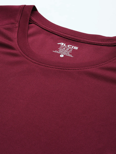 Alcis Women Red Anti Static Slim Fit Running T-shirt