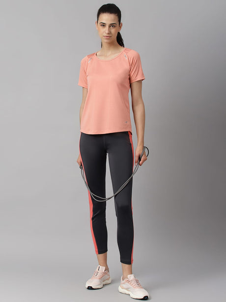Alcis Women Rosette Anti-Static Slim-Fit Round Neck Sustainable Pro-Run Training T-Shirt