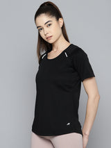 Alcis Women Black Solid Anti Static Slim Fit Sports T-shirt