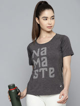 Alcis Women Grey Printed Yoga T-shirt