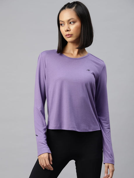 Alcis Women Purple Slim Fit Sports T-shirt