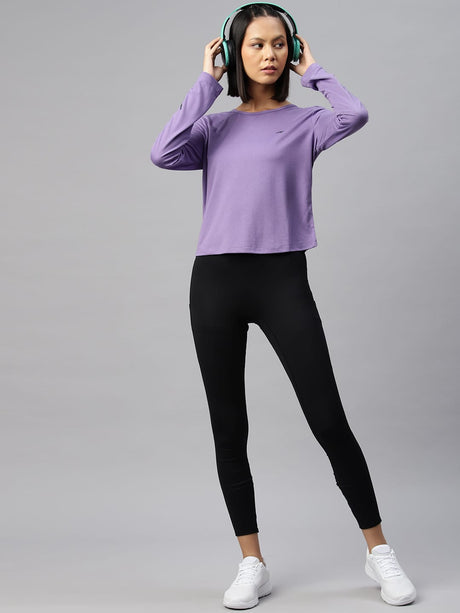 Alcis Women Purple Slim Fit Sports T-shirt